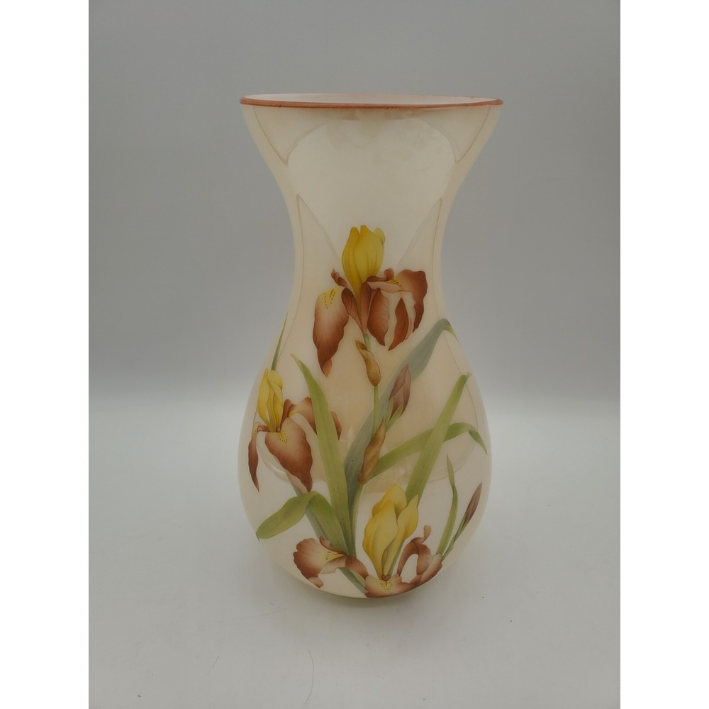 Vtg Cambridge Cased Glass Iris Vase 9"